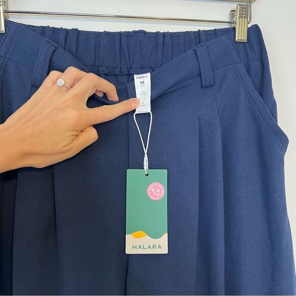 Halara Flex™ High Waisted Pocket Wide Leg Waffle Work Pants NEW Sz MP Dark Blue - Picture 7 of 9